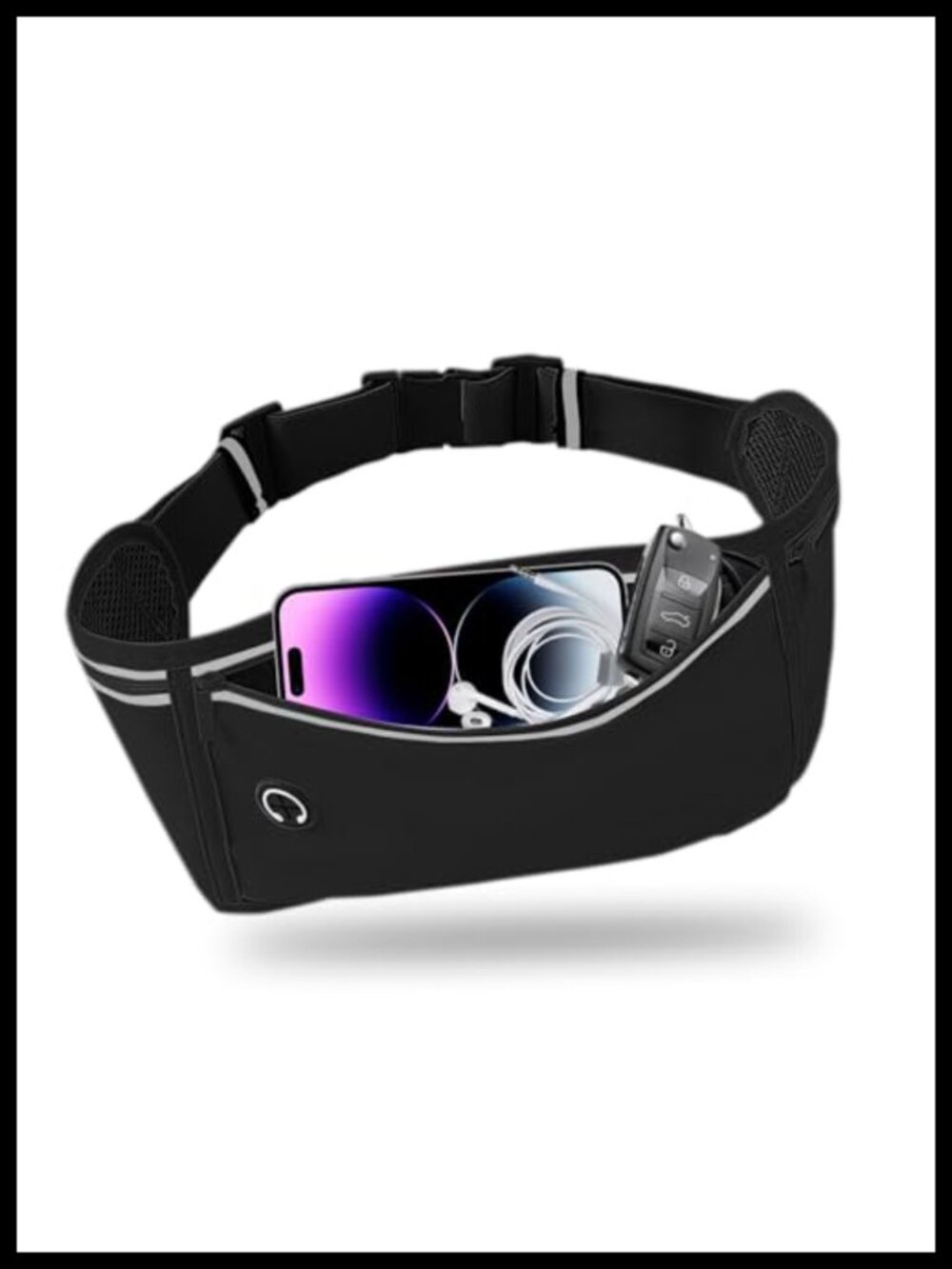Slim Running Belt Fanny Pack Waist Pack with 3 Pockets Waterproof Reflective